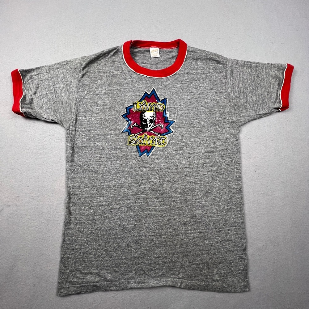 Vtg 1970s Lynyrd Skynyrd Iron On Ringer Shirt Sportswear Tri Blend XL Near Mint